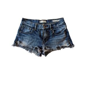 Bullhead Denim Co Jean Shorts 26 Blue Acid Wash Distressed Cut Off Mid Rise